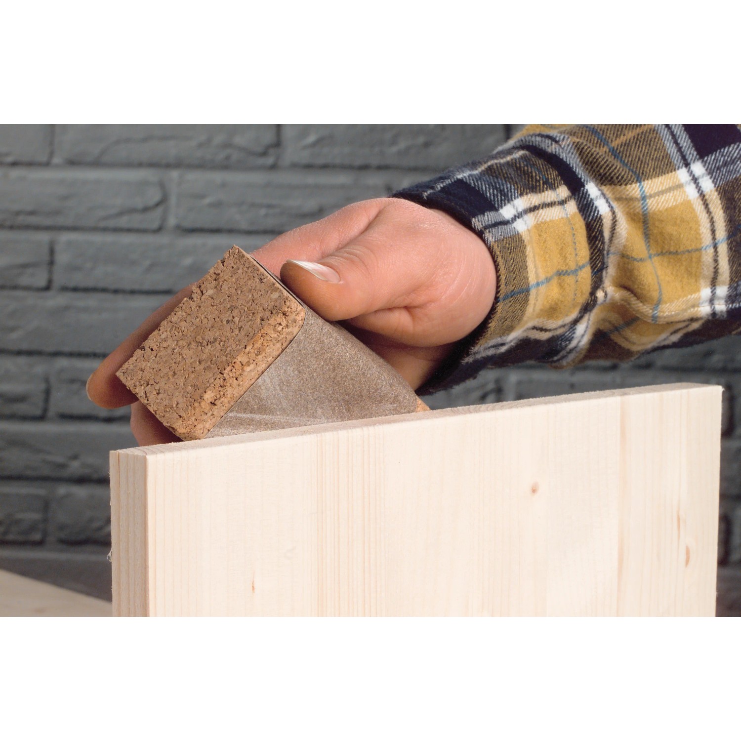 Mano leviga legno con blocco abrasivo in sughero LUX. Abrasivo per finiture.