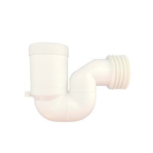 Sifone bianco in plastica (Curve HT) per lavello o lavabo.