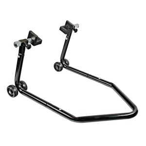 Cavalletto moto nero per la cura della moto.