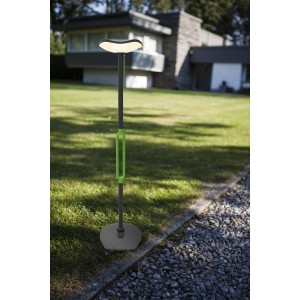 Lampada da terra solare a LED Lutec Poppy, antracite-verde, dimmerabile, con altoparlante Bluetooth.