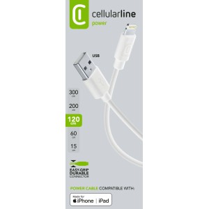 Cavo di ricarica t.b.t. bianco (120cm) con connettore USB e Lightning per iPhone/iPad.