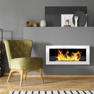 Camino a bioetanolo parete/incasso Divina Fire Livorno 2,5 kW L90xP12xH40 bianco