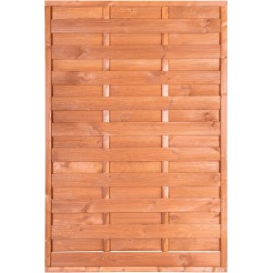 Pannello per recinzione da giardino in legno intrecciato, tonalità legno naturale.