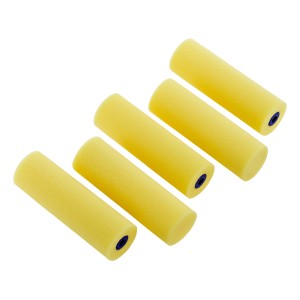 Set di 5 rulli in schiuma gialla LUX, larghezza 10 cm, per verniciatura fine.