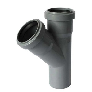 Tubo di derivazione HT grigio per lo scarico degli edifici.