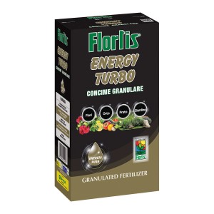 Confezione di concime granulare Florlis Energy Turbo per fiori, orto e giardino.