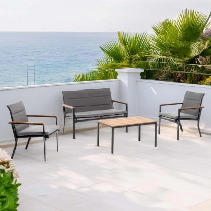 Salotto da giardino Newport in ferro antracite 4 posti