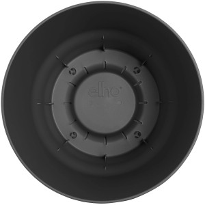 Vaso da fiori Elho Greenville nero, rotondo (16 cm) in plastica riciclata, vista interna.