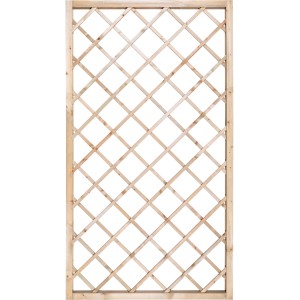 Pannello di recinzione in legno con motivo a rombi per il giardino.