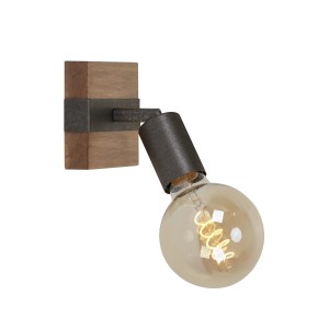 Faretto moderno in legno e metallo. Ideale come lampada da parete o da soffitto.