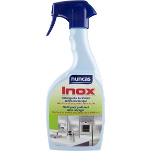 Nuncas Inox detergente per superfici in acciaio inox, flacone spray.