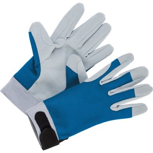 Guanti da giardino blu taglia 10 per giardinaggio con chiusura a velcro.