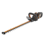 Tagliasiepi a batteria Worx Nitro WG263E con batteria, cesoie da giardino arancio e nere.