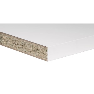 Dettaglio di un piano di lavoro cucina bianco (Top Cucina) con struttura in legno a vista.