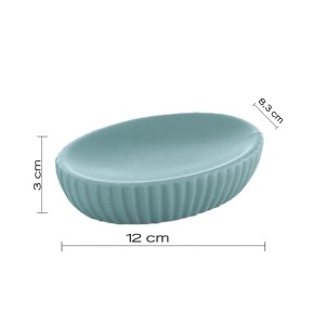 Portasapone bagno Marika in ceramica azzurro polvere