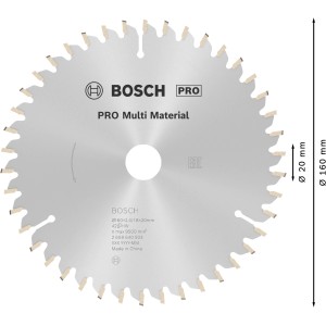 Lama per sega circolare Bosch Multi Material, 160 mm, 42 denti. Ideale per tagli precisi in vari materiali.