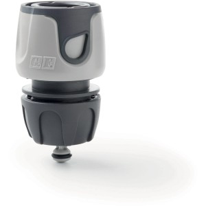 Connettore per irrigazione t.b.t. grigio per tubi da giardino.