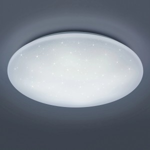 Plafoniera LED Reality Kato bianca Ø 60 cm con effetto cielo stellato.