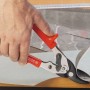 Cesoie per lamiera LUX Comfort 250 mm tagliano la lamiera. Pinze a taglio destro con manici rossi.