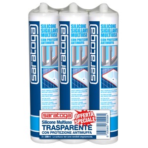 Confezione da 3 Saratoga silicone trasparente, ideale per sigillare giunti e proteggere dalla muffa.