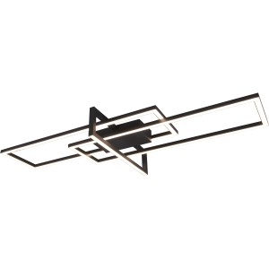 Moderna lampada da soffitto Trio LED Salinas nera con design geometrico.