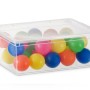 Contenitore trasparente KIS C S con coperchio, riempito con palline colorate.
