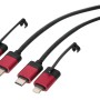 Cavo di ricarica t.b.t. con connettore USB, USB-C e Lightning per interni auto.