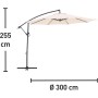 Ombrellone a braccio Alvarado beige, Ø 300 cm, con manovella e palo laterale per giardino e terrazza.