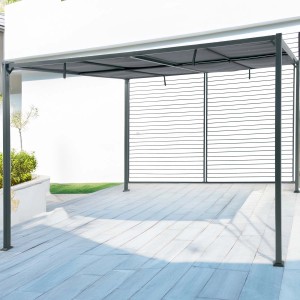 Gazebo grigio t.b.t. con tetto in tessuto per giardino o terrazzo.