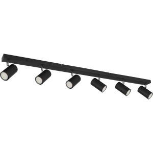 Faretto Globo Robby nero a 6 luci per lampadine GU10. Spot moderno per soffitto o parete.
