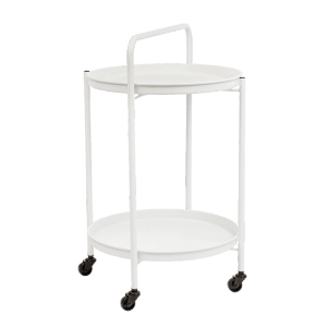 Carrello di servizio bianco AUSTIN con due ripiani e ruote.