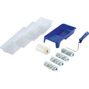 Set per dispersione LUX da 10 pezzi: vaschetta per pittura, inserti, rulli, telaio e telo di copertura per imbiancare.