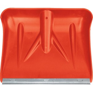 Pala da neve arancione con bordo in metallo per servizio invernale.