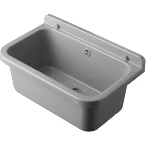 Lavatoio in plastica grigia da montare a parete. Ideale per uso esterno.