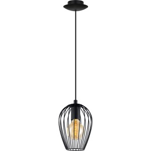 Lampada a sospensione nera Eglo Newtown, Ø 16 cm, con lampadina decorativa E27.