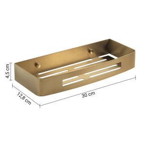 Contenitore/mensola da parete t.b.t. color oro per accessori bagno, 30x12,8x4,5 cm.