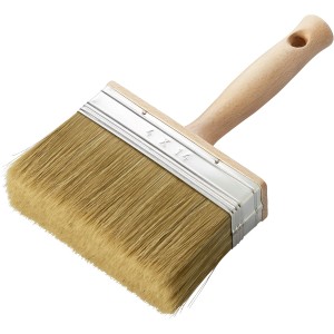 Pennello da imbianchino LUX 14x4 cm con manico in legno e setole chiare per pitture e vernici.