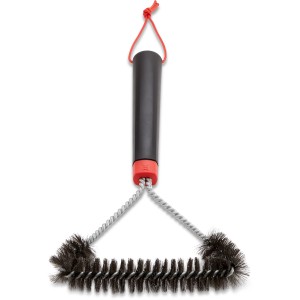 Spazzola per griglia Weber a 3 lati, 30 cm, nero-rosso, per pulire le griglie.