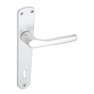 Set maniglia per porta interna color argento.