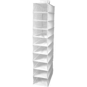 Organizzatore per scarpe da appendere bianco con 10 scomparti, contenitore tessile.