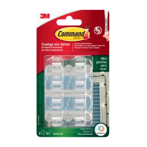 3M Command mini ganci adesivi per luci, confezione da 8, trasparenti.