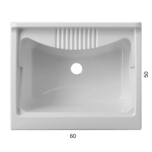 Lavatoio t.b.t. in ceramica bianca, vista dall'alto.