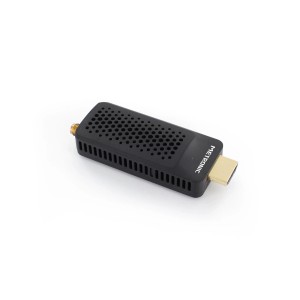 Ricevitore t.b.t. nero con porta HDMI e connessione antenna.