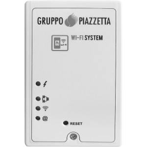 Controllo sistema Wi-Fi Gruppo Piazzetta con pulsante di reset e indicatori di stato.