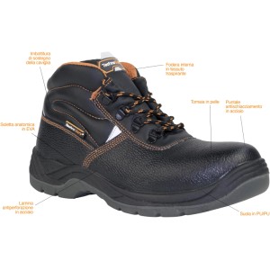 Scarpa da lavoro nera t.b.t. con puntale in acciaio e lacci.