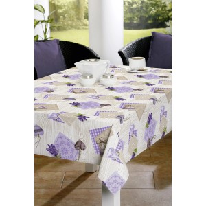 Tovaglia con motivo lavanda per tavolo da pranzo o da giardino.