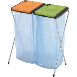 Gimi Nature 2 porta sacco per 2 sacchi da 130 l con coperchi colorati per la raccolta differenziata.