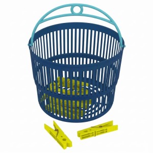 Cestino porta mollette telescopico in polipropilene con 24 mollette
