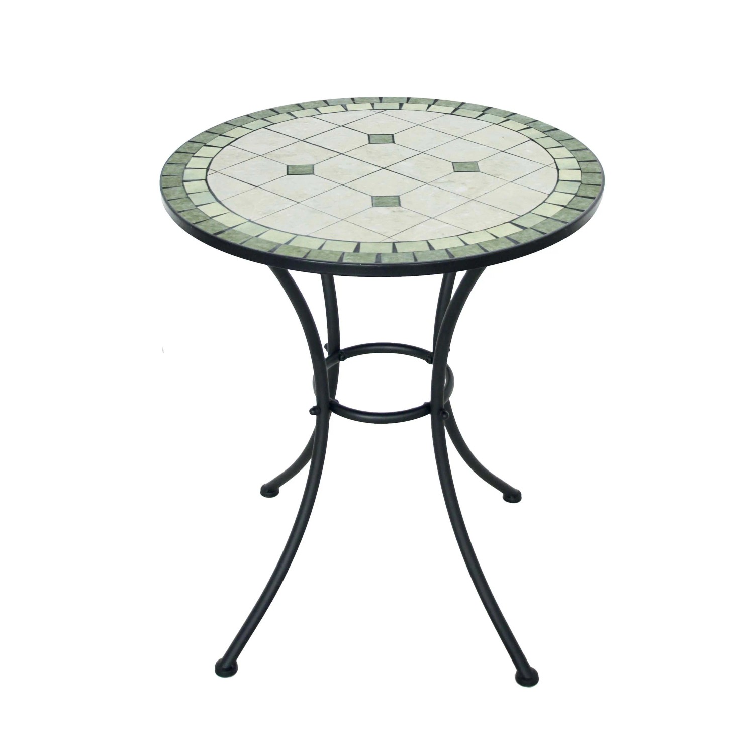 Set bistrot con tavolo rotondo 60 cm e 2 sedie con decorazione mosaico a fiori toni