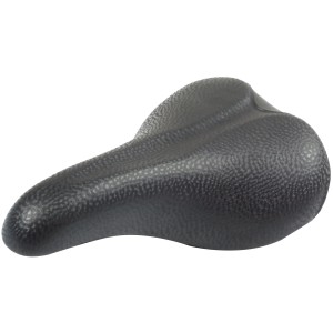 Sella da bicicletta nera per un elevato comfort.